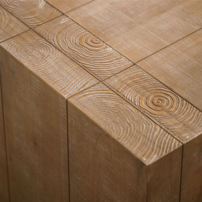 Minimalist rectangular coffee table in warm wood finish with visible natural grain on Tampa Home & Garden Store