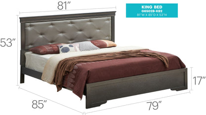 Transitional Tufted Bed and Textured Footboard