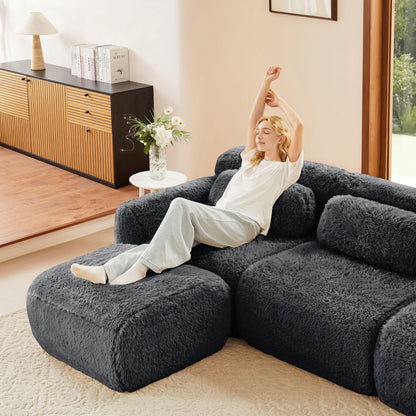 the Modular Aviana Sofa and Dark Fabric Trim