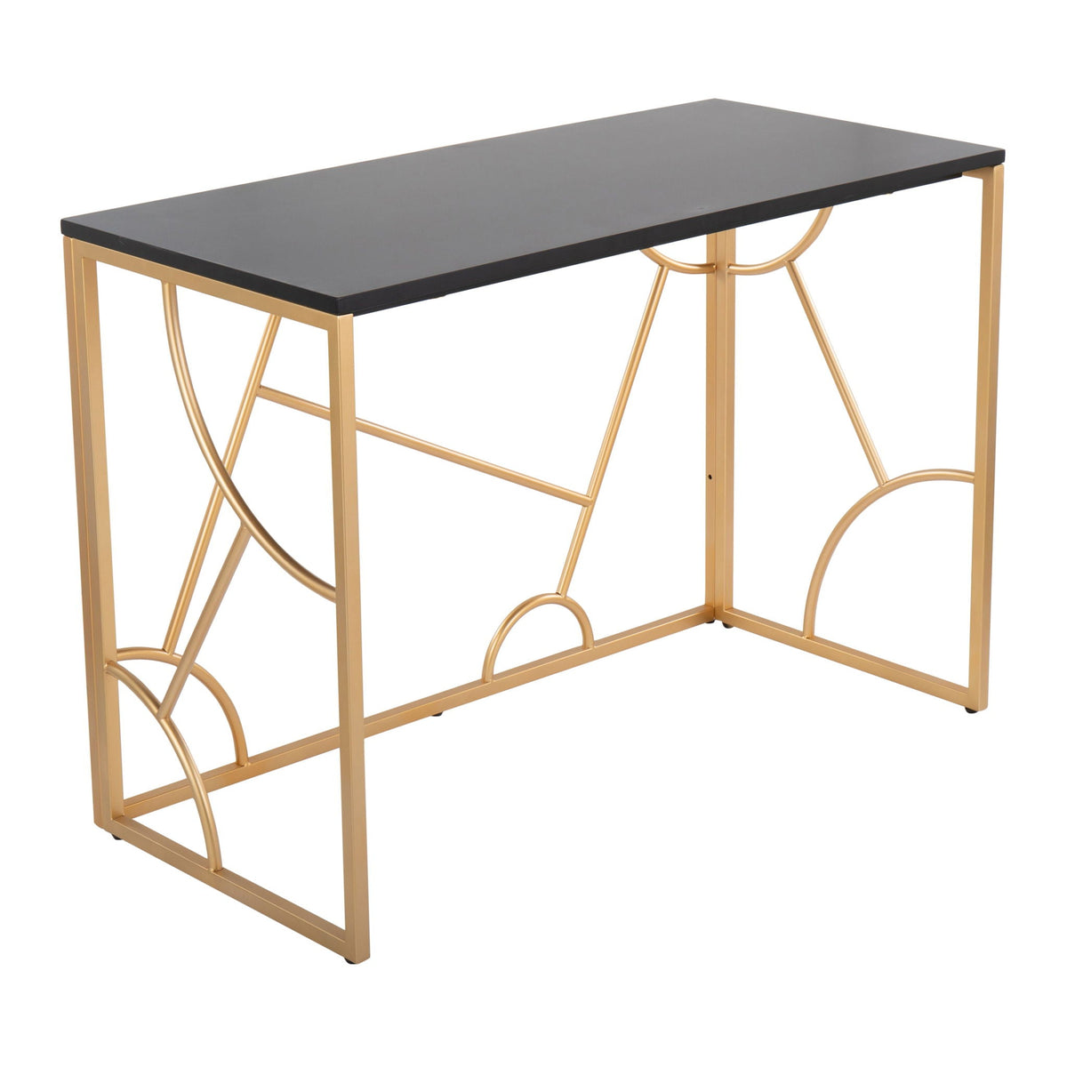 Contemporary writing desk with geometric gold metal frame and black top by HouseOfZazla on Tampa Home & Garden Store