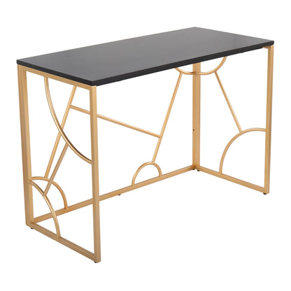 Contemporary writing desk with geometric gold metal frame and black top by HouseOfZazla on Tampa Home & Garden Store