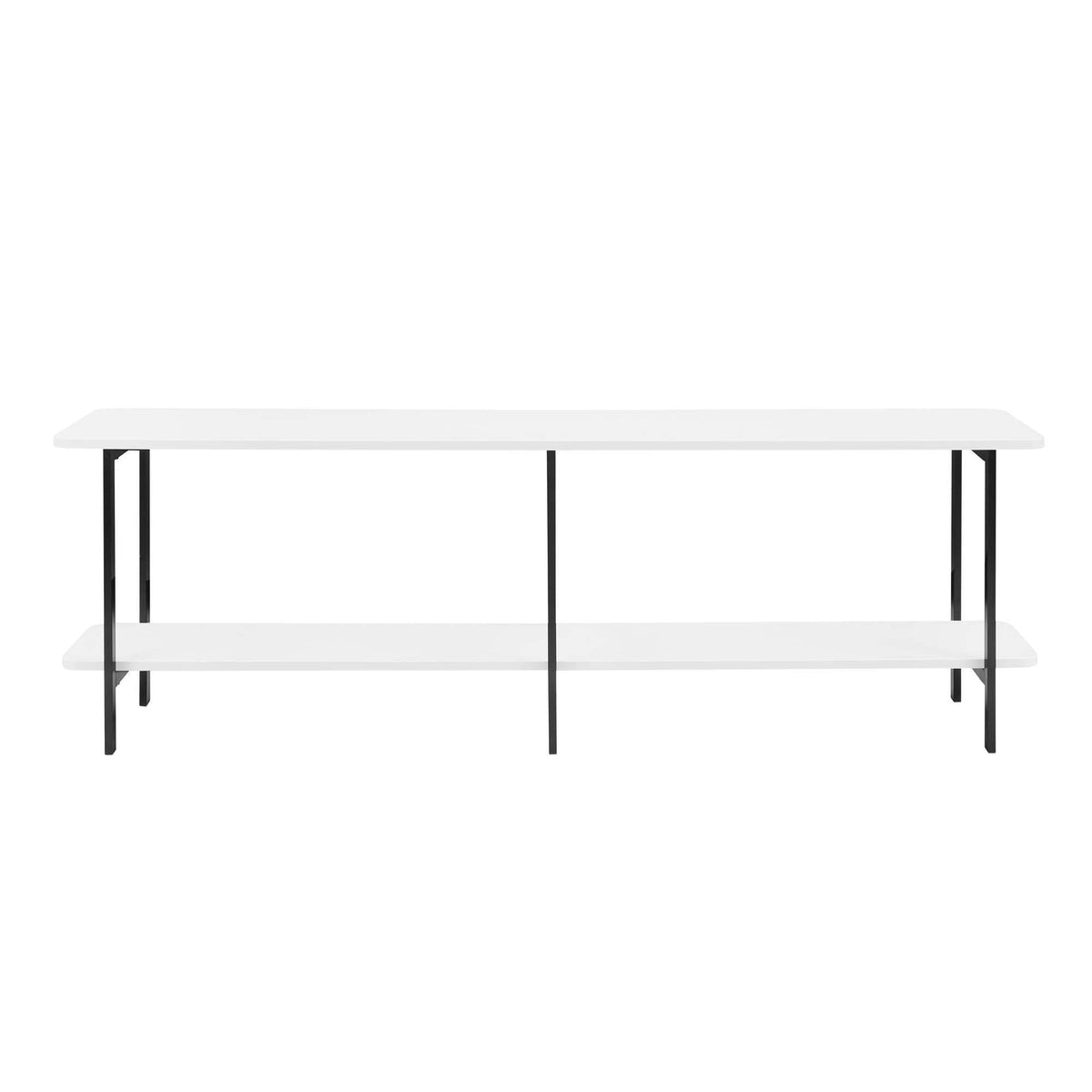 Celine 2-Shelf Console Table white shelves with black metal legs for a minimalist durable design on Tampa Home & Garden Store