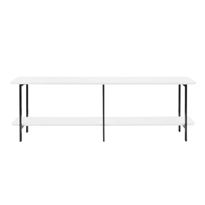 Celine 2-Shelf Console Table white shelves with black metal legs for a minimalist durable design on Tampa Home & Garden Store
