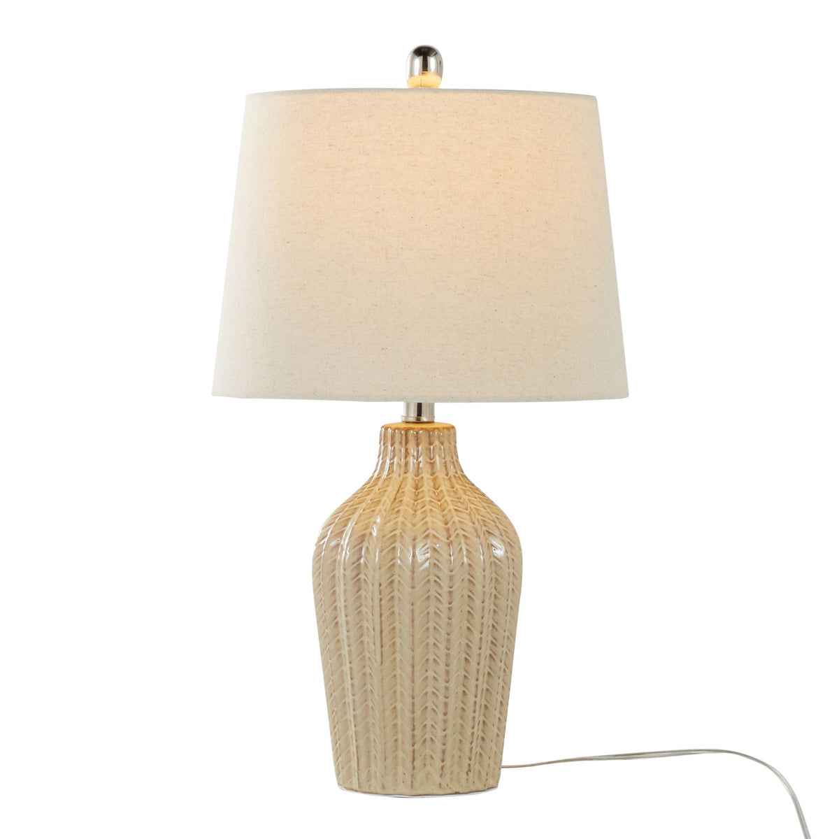 Rockwell - Contemporary Table Lamp (Set of 2) beige linen shade with textured ceramic base on Tampa Home & Garden Store