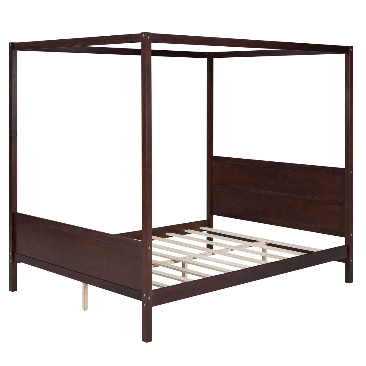 Modern Canopy Platform Bed and Wooden Headboard