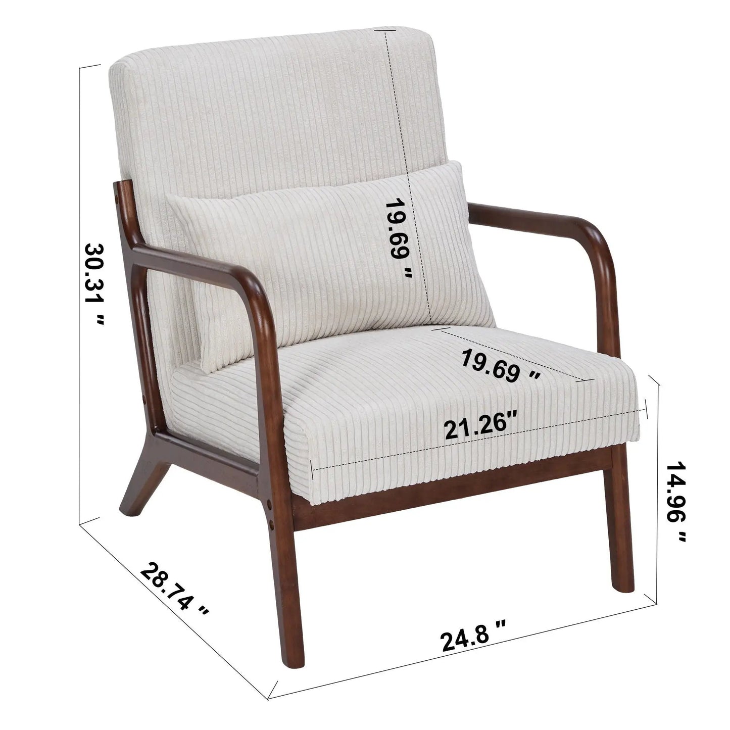 Modern Accent Chair with Pillow and Wood Frame