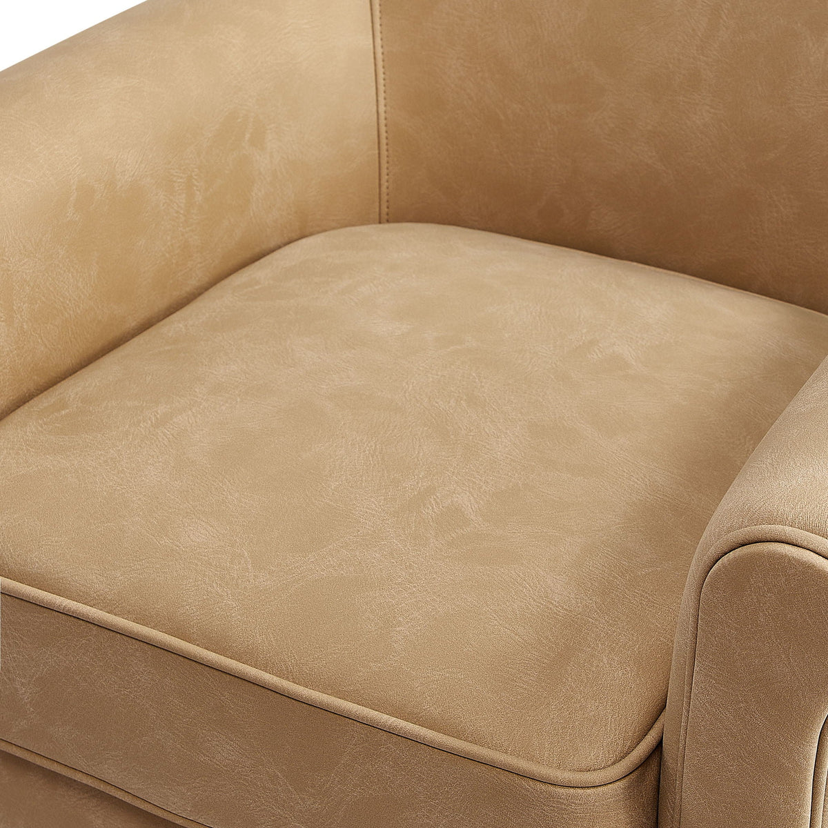 Westly Swivel Accent Chair tan leather upholstery with visible stitching on Tampa Home & Garden Store