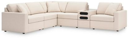 Modmax Sectional Oyster beige fabric by Unique Piece Furniture with built-in center console on Tampa Home & Garden Store