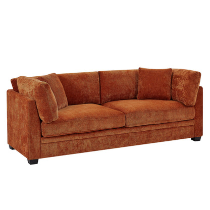 Modern Flared Arms Sofa in a Caramel Chenille