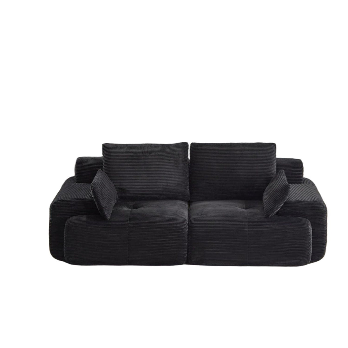 2 Seater Large Sectional Couch with memory foam padding in black corduroy fabric on Tampa Home & Garden Store