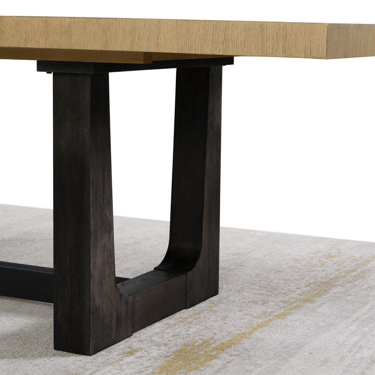 Table with trestle-base bar table in light brown solid wood, dark black legs on Tampa Home & Garden Store