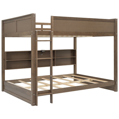 Bunk bed with storage cabinets and USB ports in brown wood by HouseOfZazla on Tampa Home & Garden Store