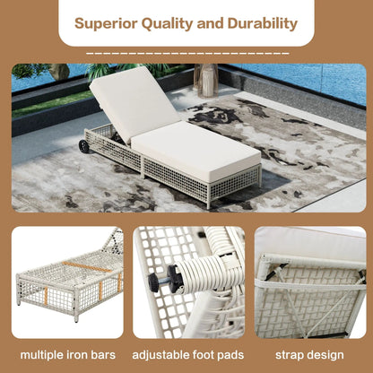 Lounge Chair With 5 Position Backrest Wheels