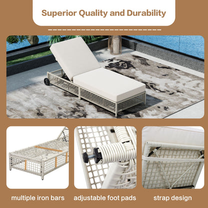 Outdoor chaise lounge by HouseOfZazla with 5-position backrest and white cushion on Tampa Home & Garden Store