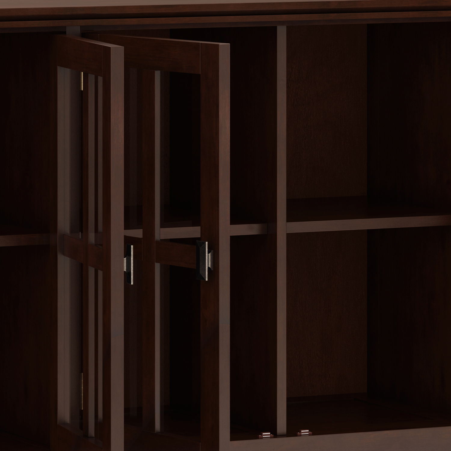 Artisan Handcrafted Wide 4-Door Storage Cabinet dark wood with glass doors HouseOfZazla on Tampa Home & Garden Store