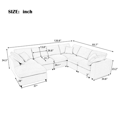 U_Style 120.8in Extra Large Modular Sectional Sofa by HouseOfZazla in light gray fabric on Tampa Home & Garden Store