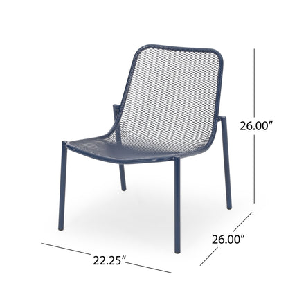 Kincaid Stackable Iron Chair armless outdoor chair in navy blue mesh on Tampa Home & Garden Store