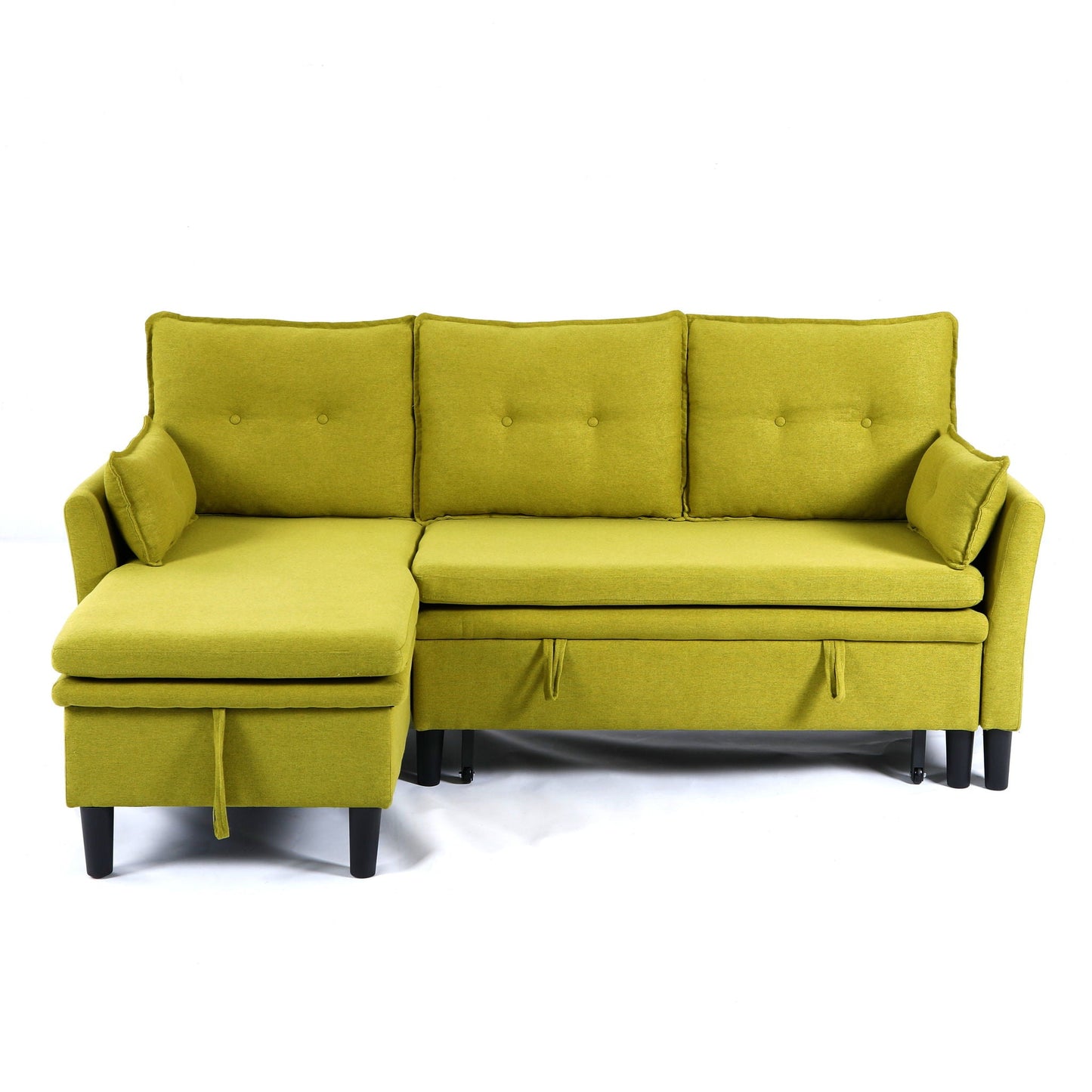 L-shaped reversible chaise sectional sofa in lime green fabric on Tampa Home & Garden Store