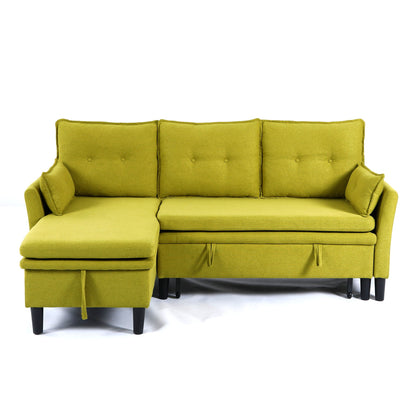 L-shaped reversible chaise sectional sofa in lime green fabric on Tampa Home & Garden Store