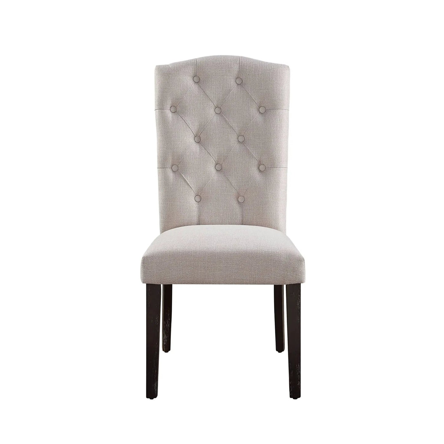 Gerardo Linen Weathered Dining Chair beige with tufted back, set of 2 by Unique Piece Furniture on Tampa Home & Garden Store