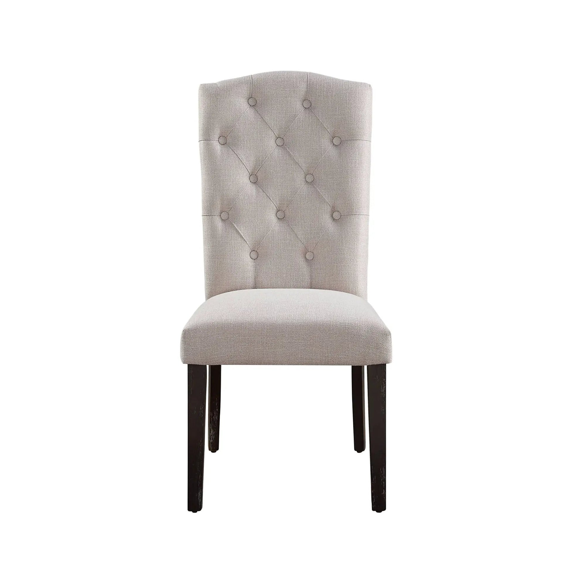 Gerardo Linen Weathered Dining Chair beige with tufted back, set of 2 by Unique Piece Furniture on Tampa Home & Garden Store