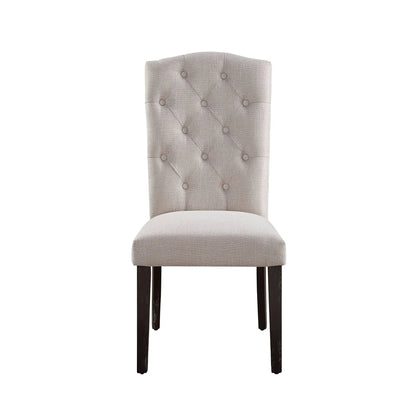 Gerardo Linen Weathered Dining Chair beige with tufted back, set of 2 by Unique Piece Furniture on Tampa Home & Garden Store