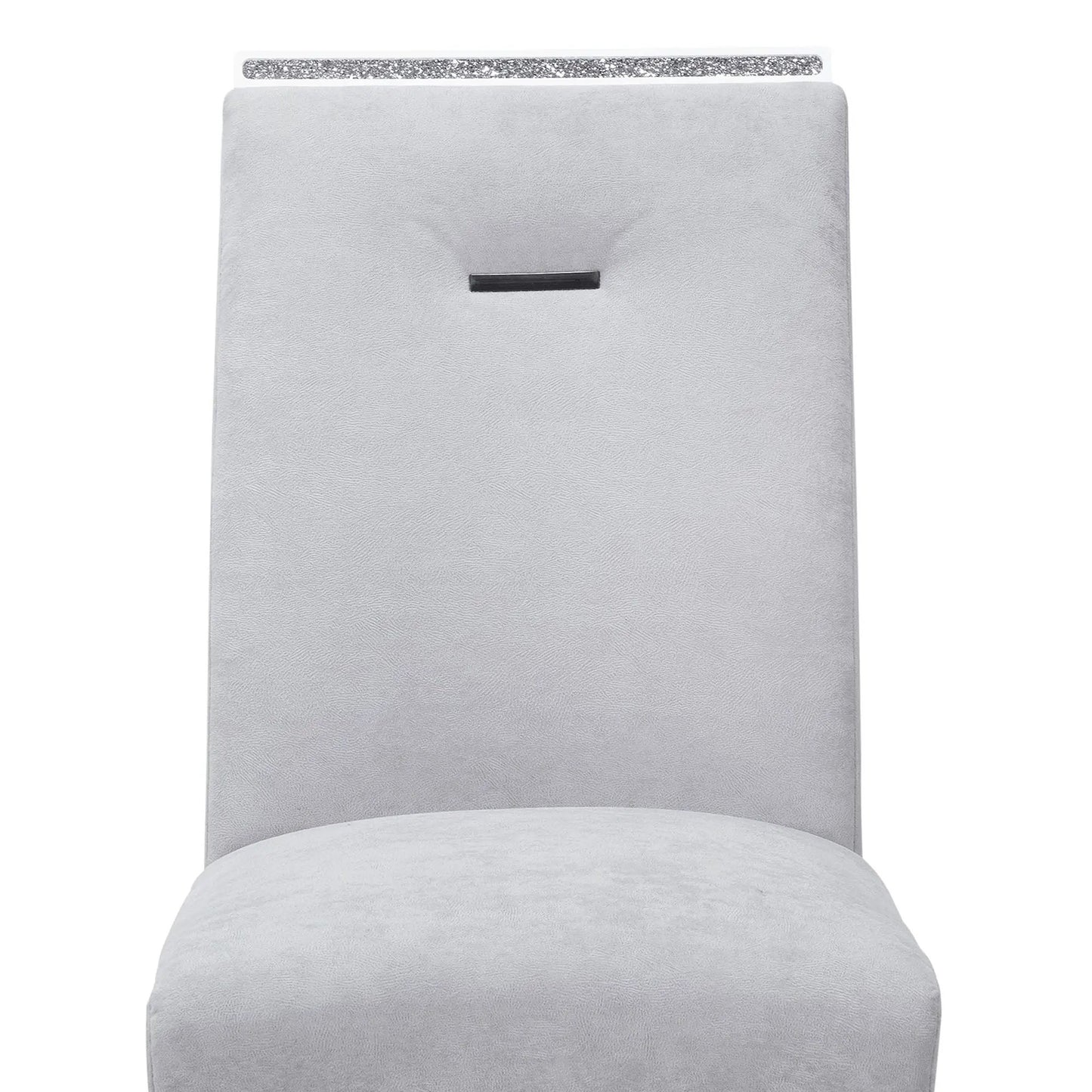 Ariya dining chair in light gray textured fabric with crystal top rail by Unique Piece Furniture on Tampa Home & Garden Store
