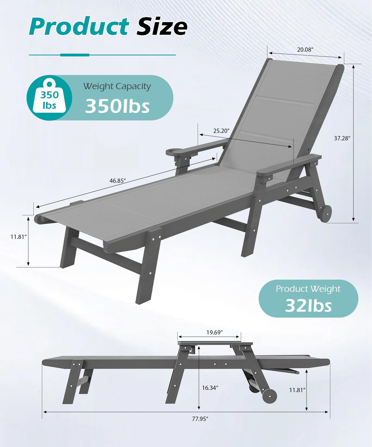 Set of Two Outdoor Pool Lounge Chairs for Patio