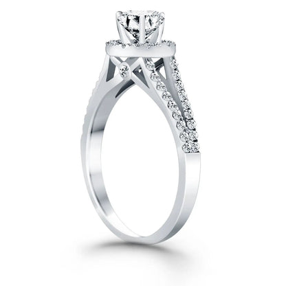 Engagement ring 14k white gold diamond halo with split shank pave diamonds by Bids.com on Tampa Home & Garden Store