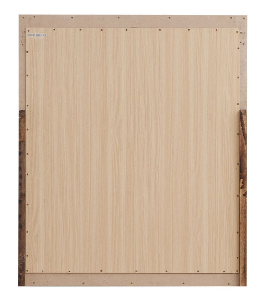 Magnolia Mirror Gray Brown back view with light wood panel, visible screws, and framing details on Tampa Home & Garden Store