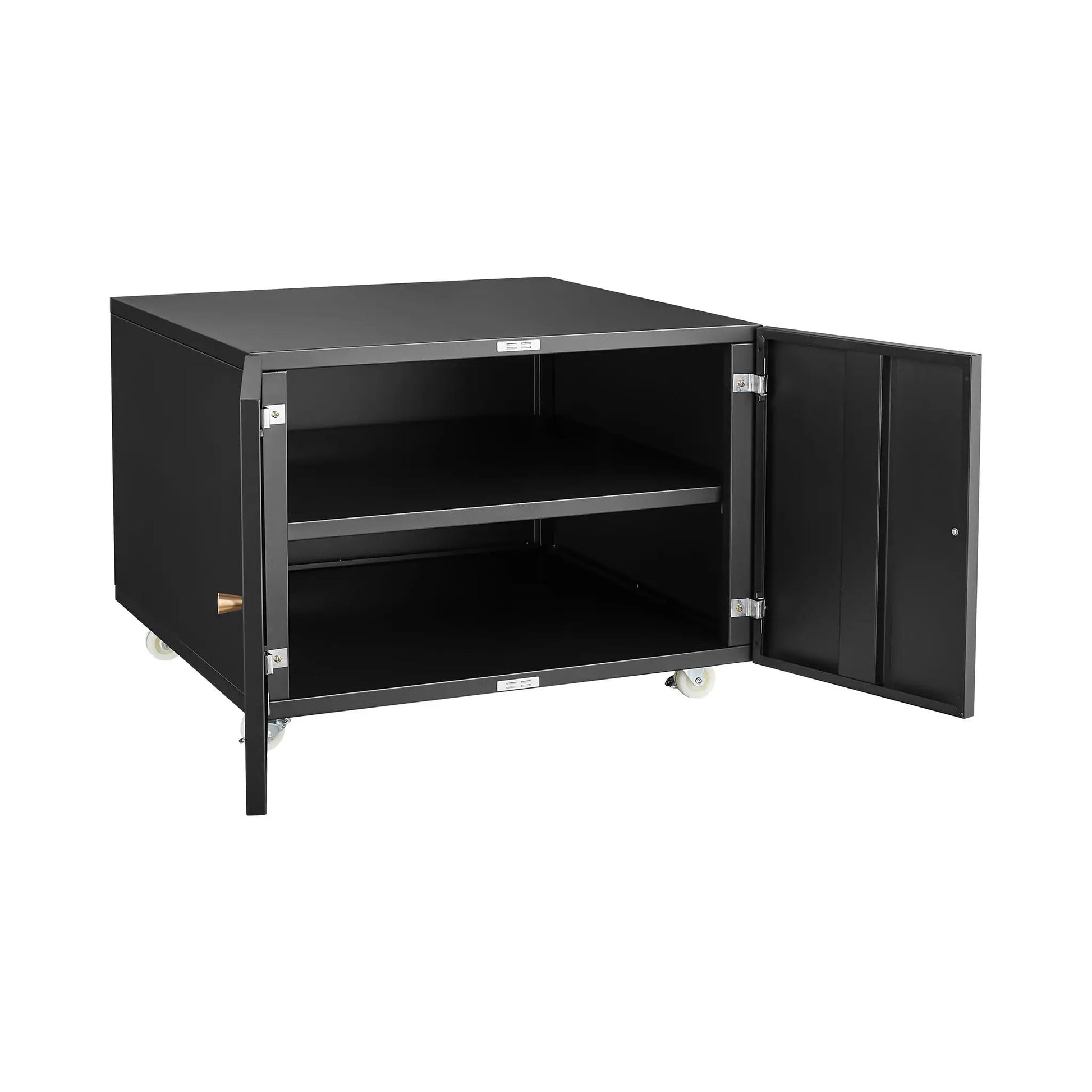 2-door steel copier cabinet, black mobile printer stand with shelves and casters on Tampa Home & Garden Store