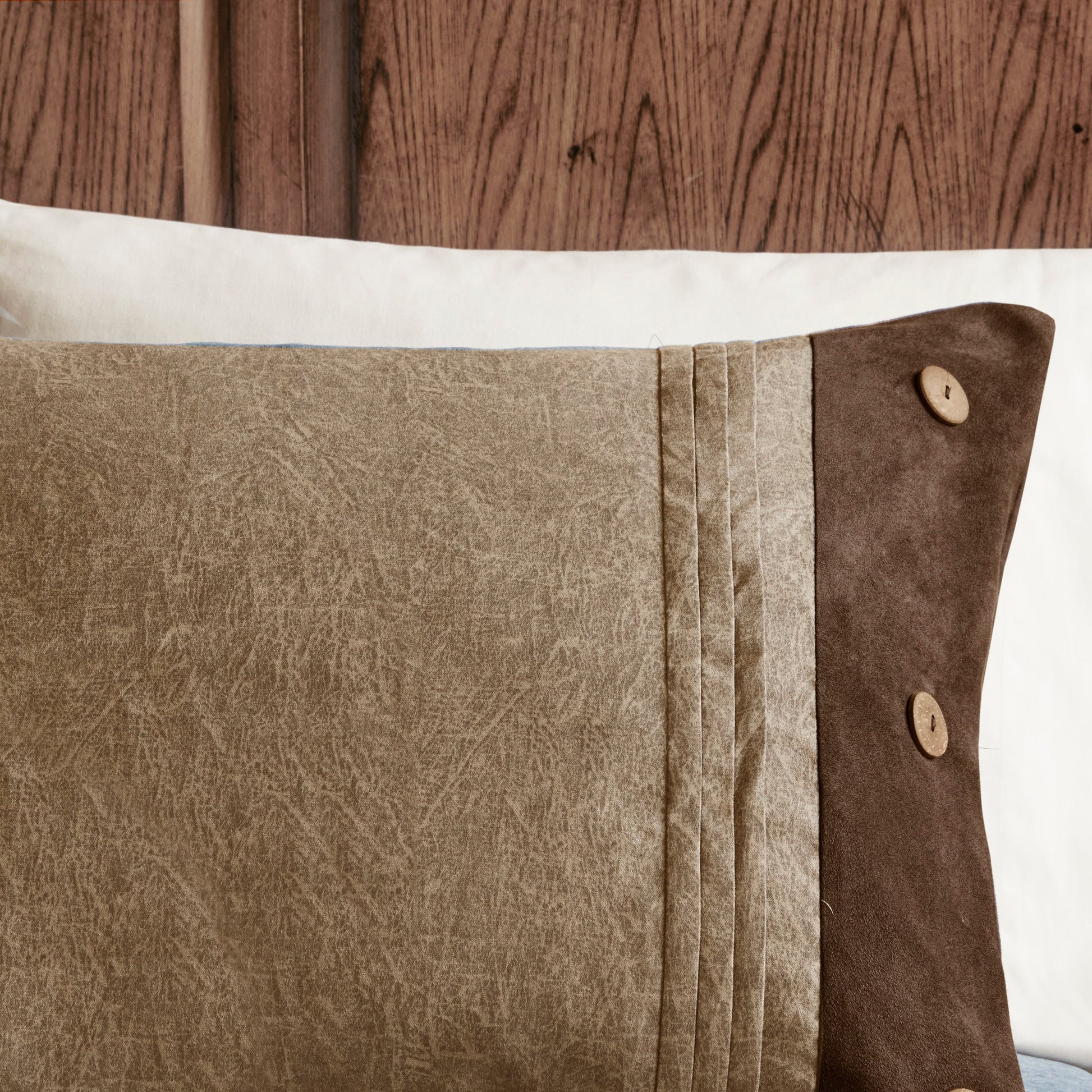 7 Piece Faux Suede Comforter Set Brown Queen with button accents HouseOfZazla on Tampa Home & Garden Store