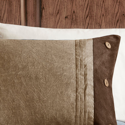 7 Piece Faux Suede Comforter Set Brown Queen with button accents HouseOfZazla on Tampa Home & Garden Store