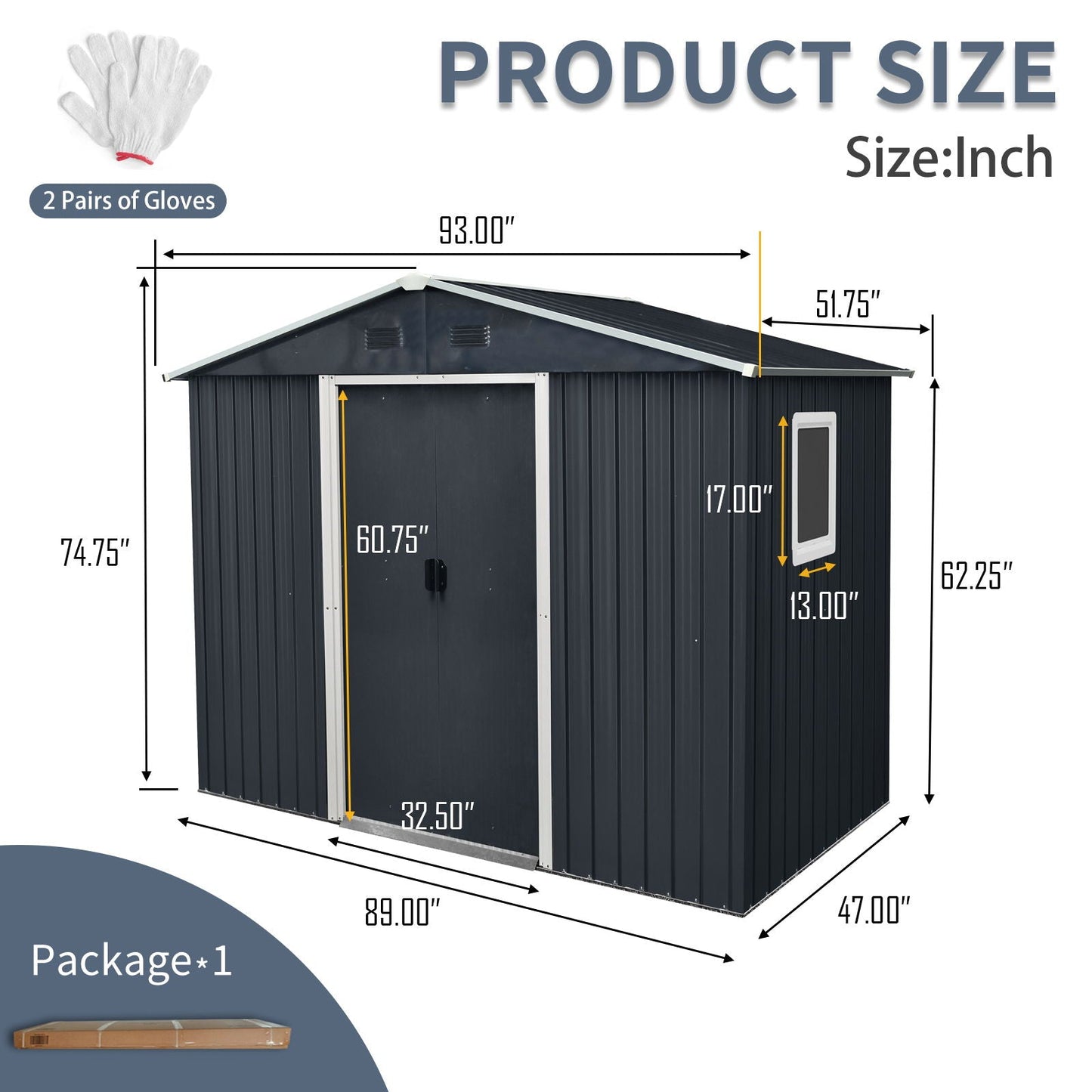 8 Ft Metal Shed With a Window and Sliding Doors