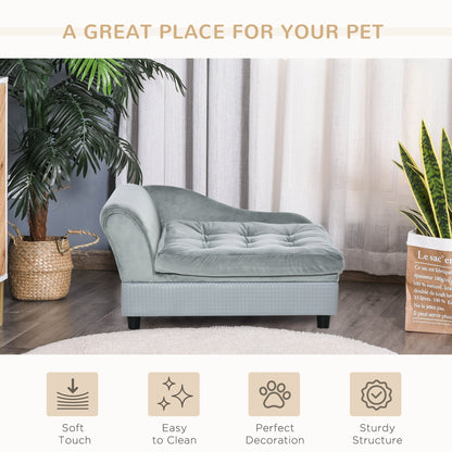 PawHut luxury dog bed for small dogs with hidden storage in soft blue-gray upholstery on Tampa Home & Garden Store