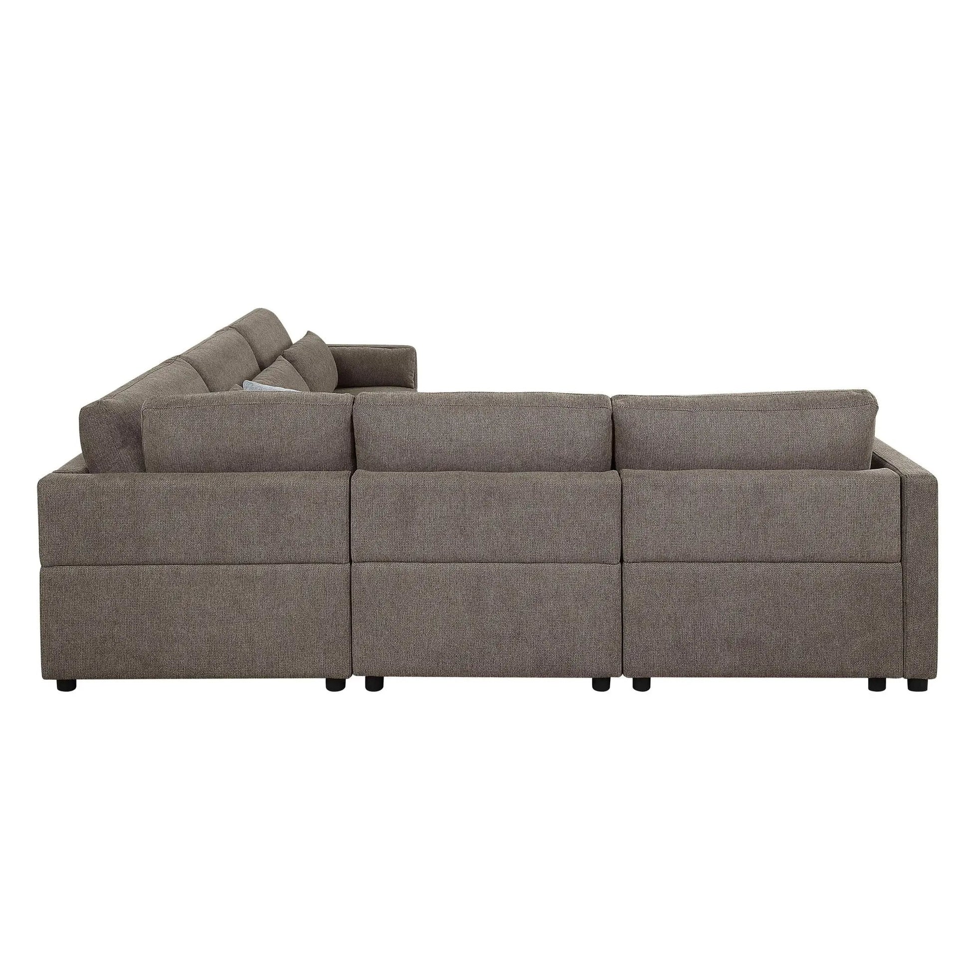 Rylie modular sectional sofa in taupe fabric with toss pillows by Unique Piece Furniture on Tampa Home & Garden Store