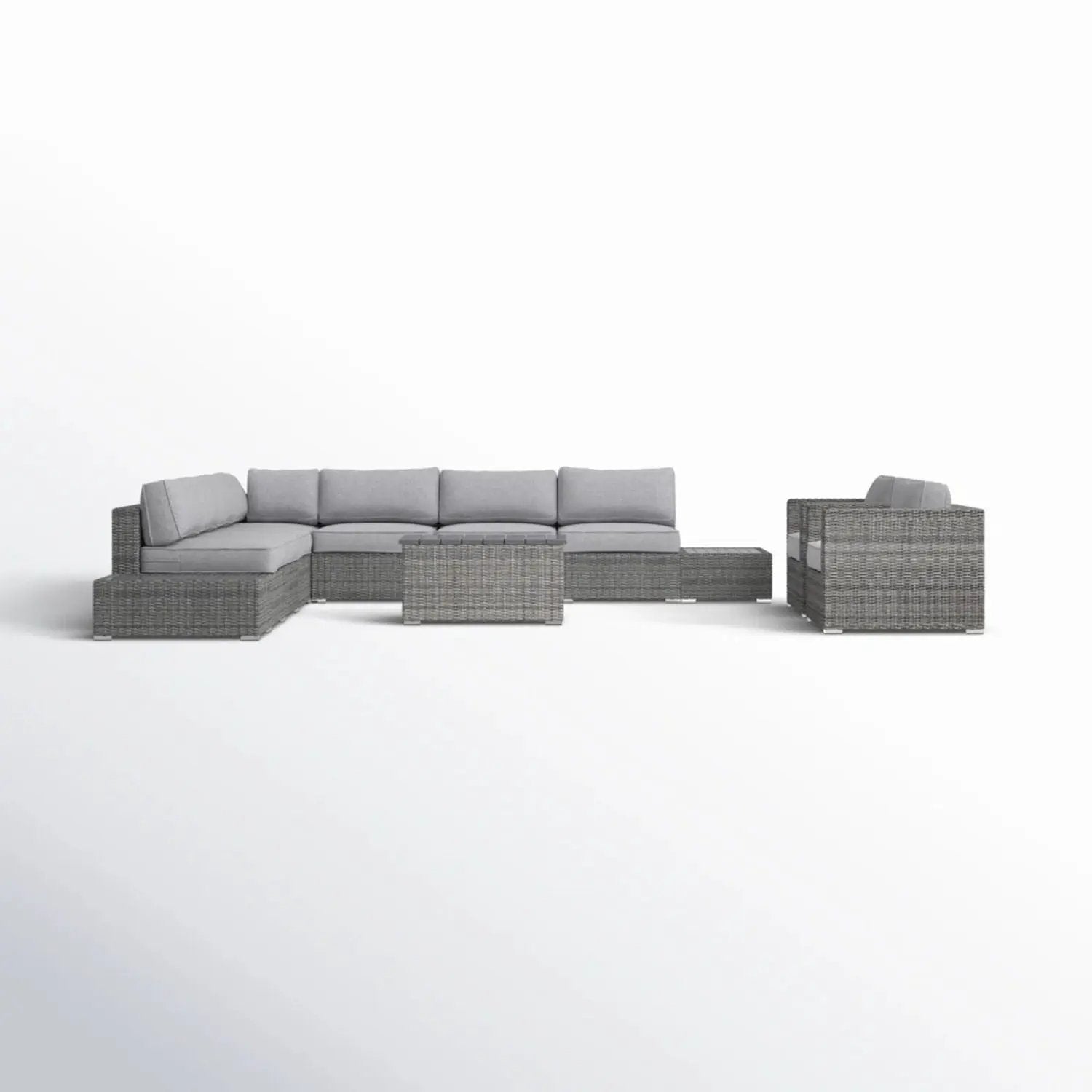 4-piece wicker outdoor seating group with gray cushions by Unique Piece Furniture on Tampa Home & Garden Store