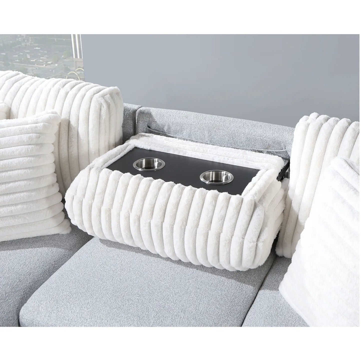 Ford Reversible Sofa Bed in Light Gray Upholstery