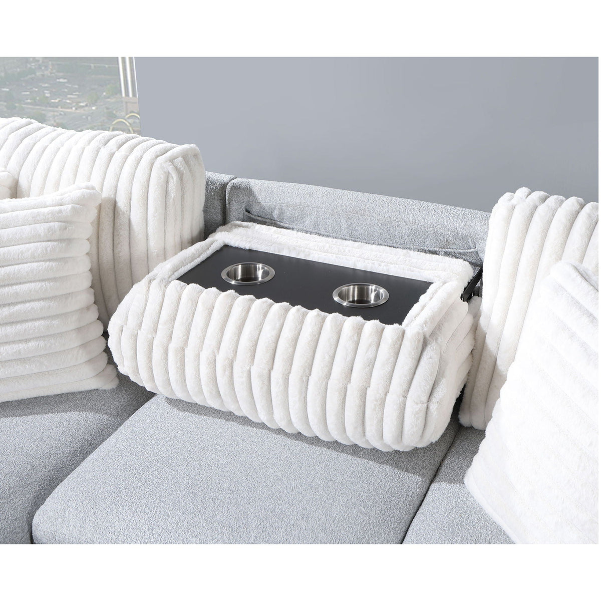 Reversible Pull Out Bed and a Gray Couch