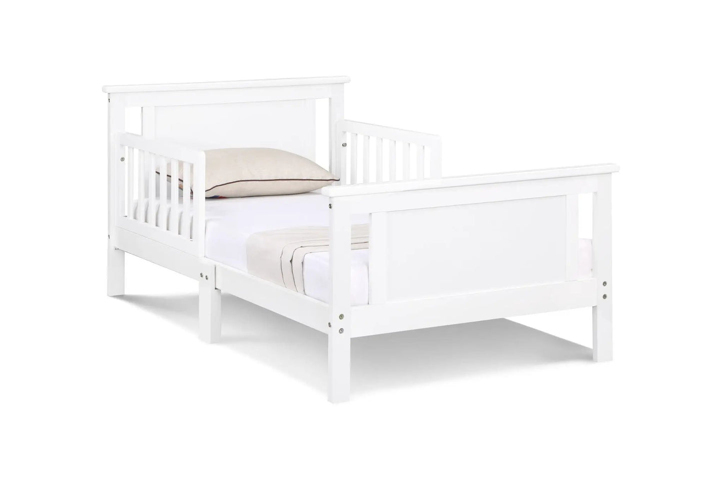 Connelly reversible panel toddler bed by Unique Piece Furniture white wood slatted rails on Tampa Home & Garden Store