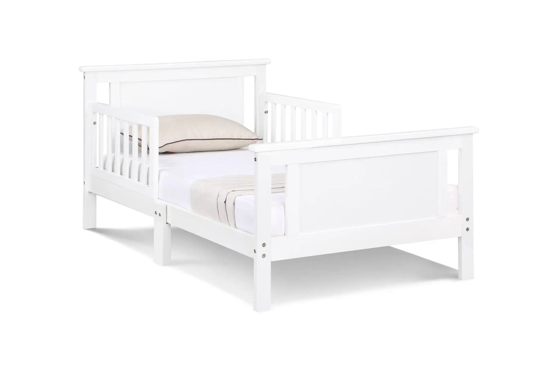 Connelly reversible panel toddler bed by Unique Piece Furniture white wood slatted rails on Tampa Home & Garden Store