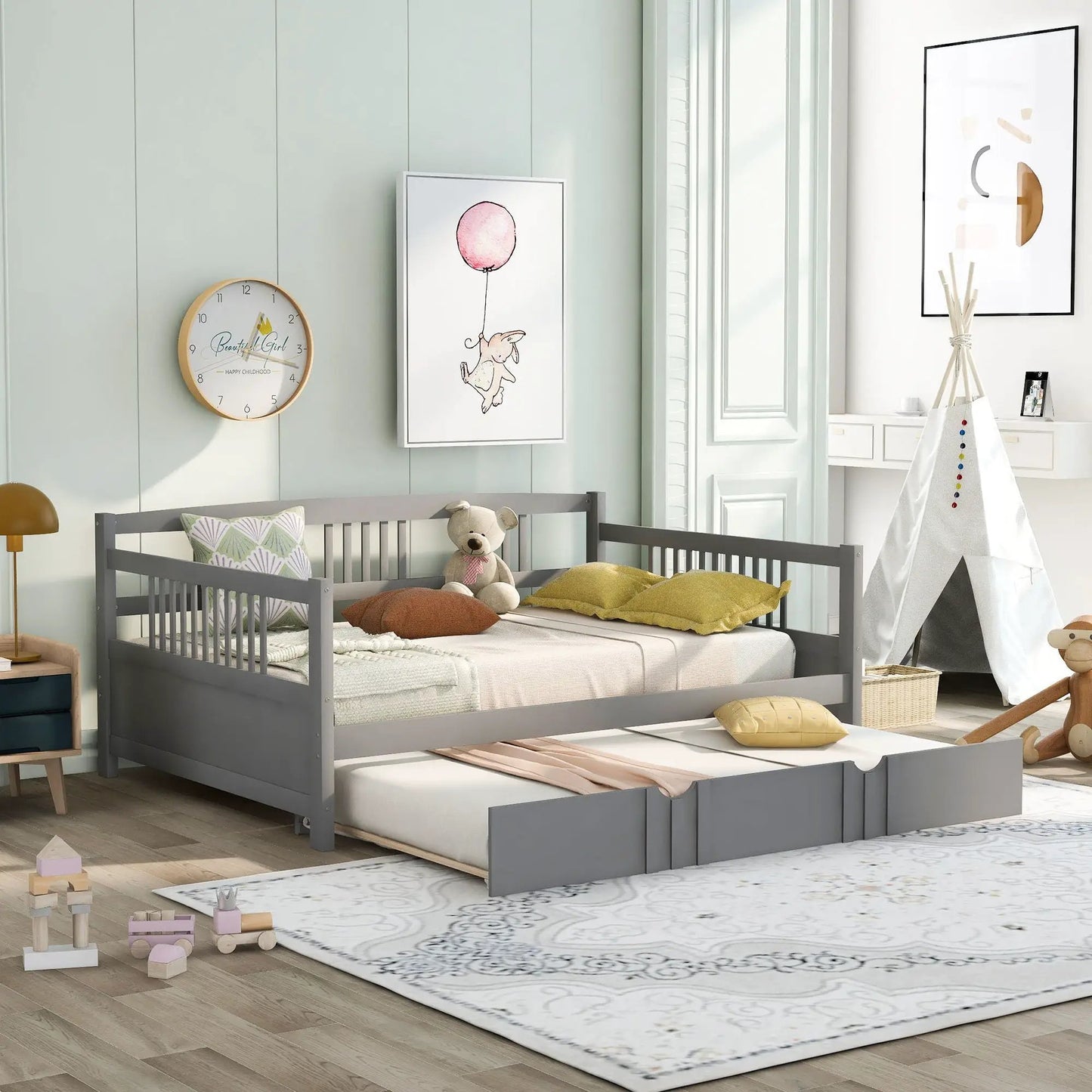 Multifunctional Modern Daybed by Unique Piece Furniture in gray with under-bed storage drawers on Tampa Home & Garden Store