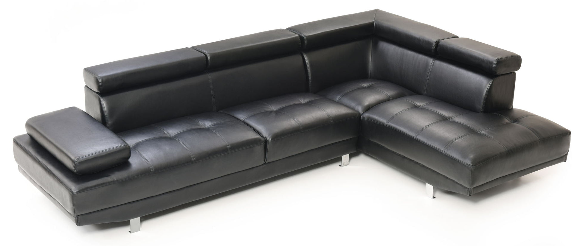 Riveredge Comfort Sectional, black leather L-shaped sofa by HouseOfZazla with tufted cushions on Tampa Home & Garden Store