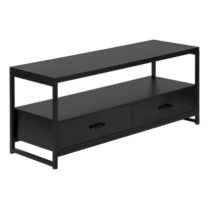 TV stand black metal frame with two storage drawers, contemporary modern design on Tampa Home & Garden Store