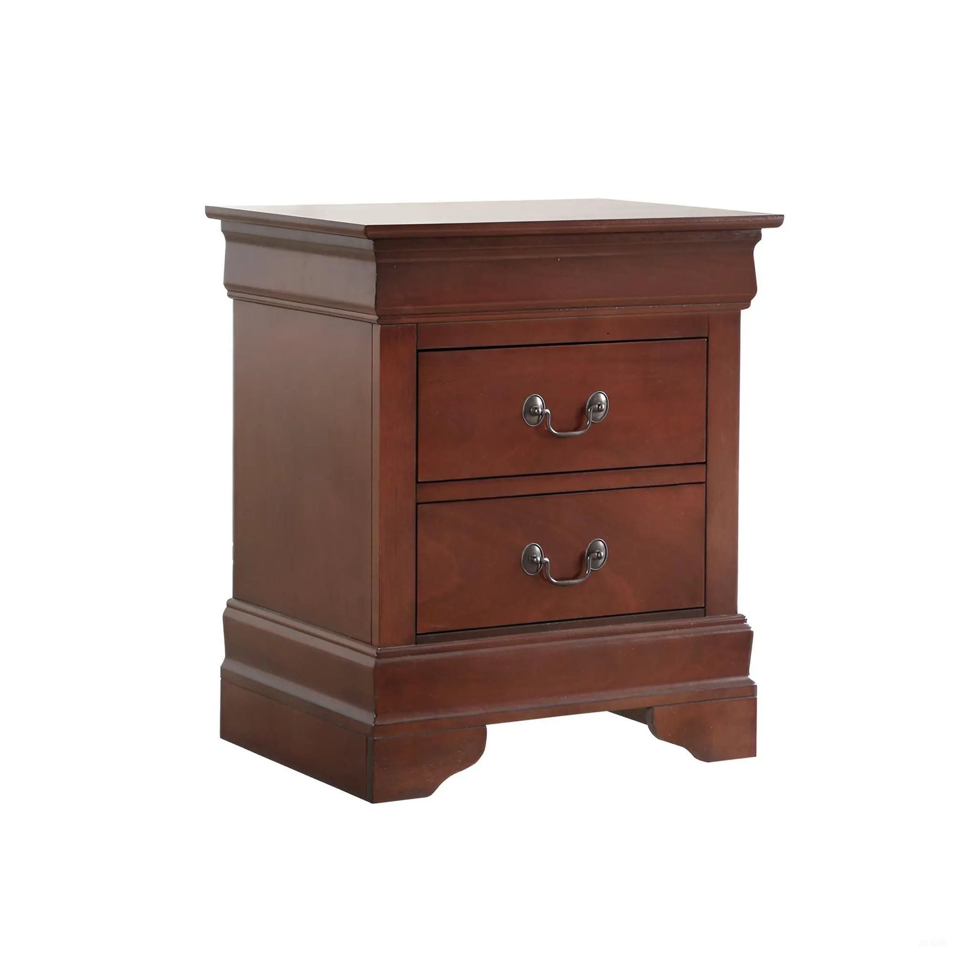 Traditional Style Bedroom Accent Nightstand two-tone brown wood with silver drawer pulls on Tampa Home & Garden Store