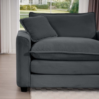 Classic Modern Deep Seat Chair and Footstool Set