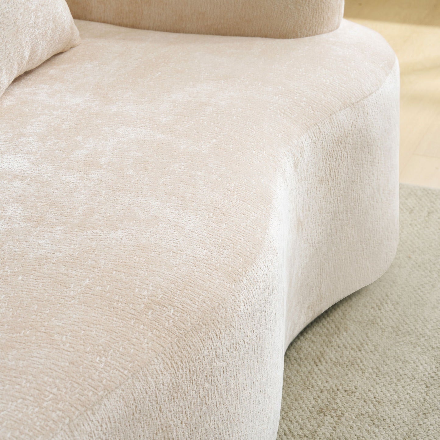 Modular L-Shape Sectional Sofa With Curved Chaise beige textured upholstery close-up on Tampa Home & Garden Store