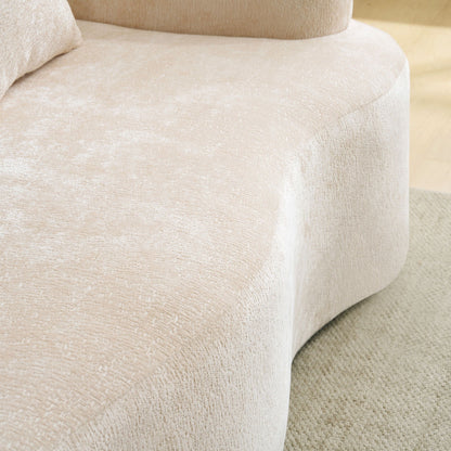 Modular L-Shape Sectional Sofa With Curved Chaise beige textured upholstery close-up on Tampa Home & Garden Store