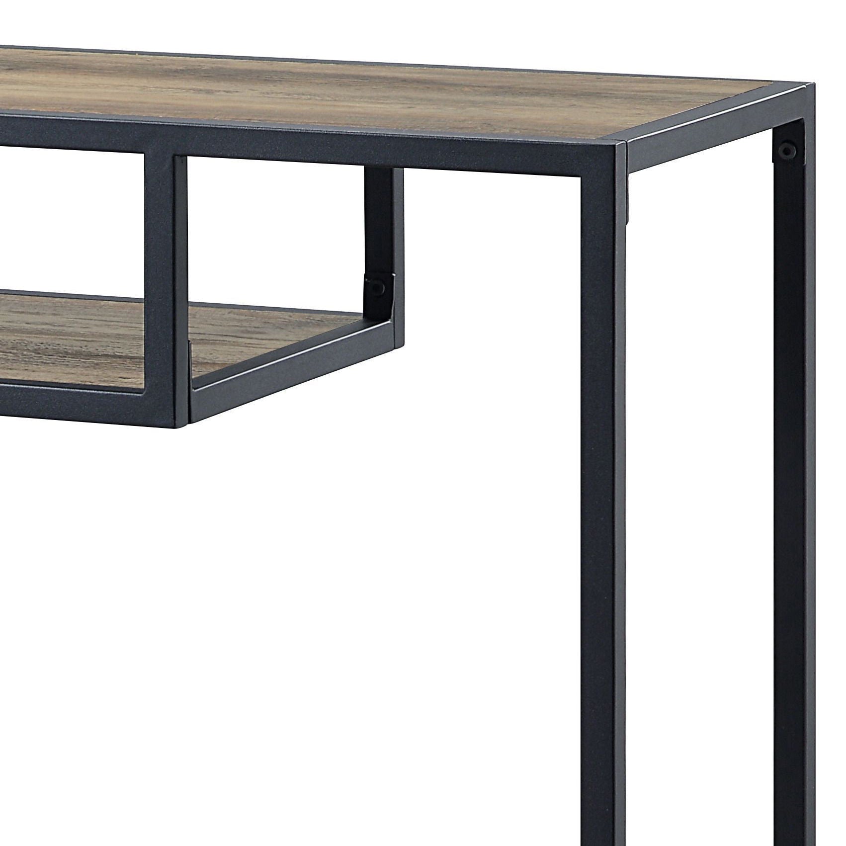 Idella sofa table with rustic oak top and black metal frame on Tampa Home & Garden Store