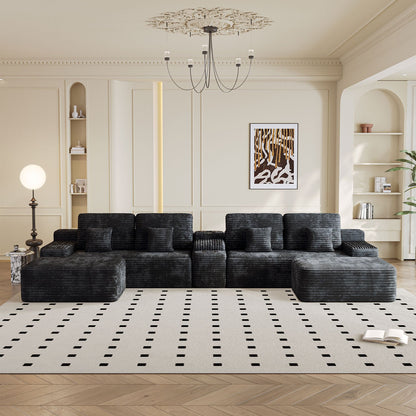 150'' Width 5-Piece Sectional Sofa with 2 Ottomans in charcoal fabric for modern living rooms on Tampa Home & Garden Store